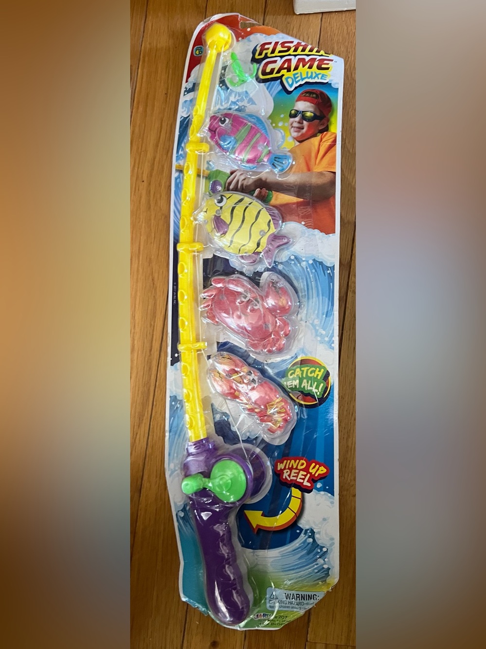 Fishing Game Deluxe Kids Toy - Yellow/Purple Rod with Multicolor Fish